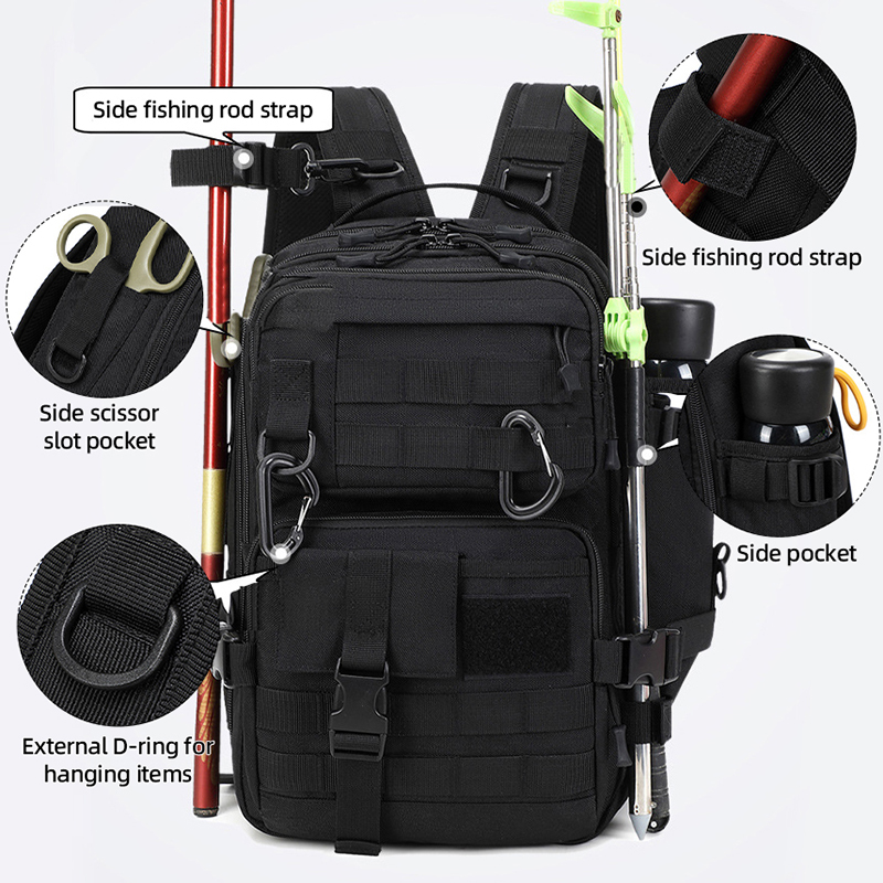 Fishing Equipment Bag - กระเป๋าเป้สะพายหลังแบบยุทธวิธีสำหรับการตั้งแคมป์ ขนาดใหญ่ 3 วัน แบบ Molle