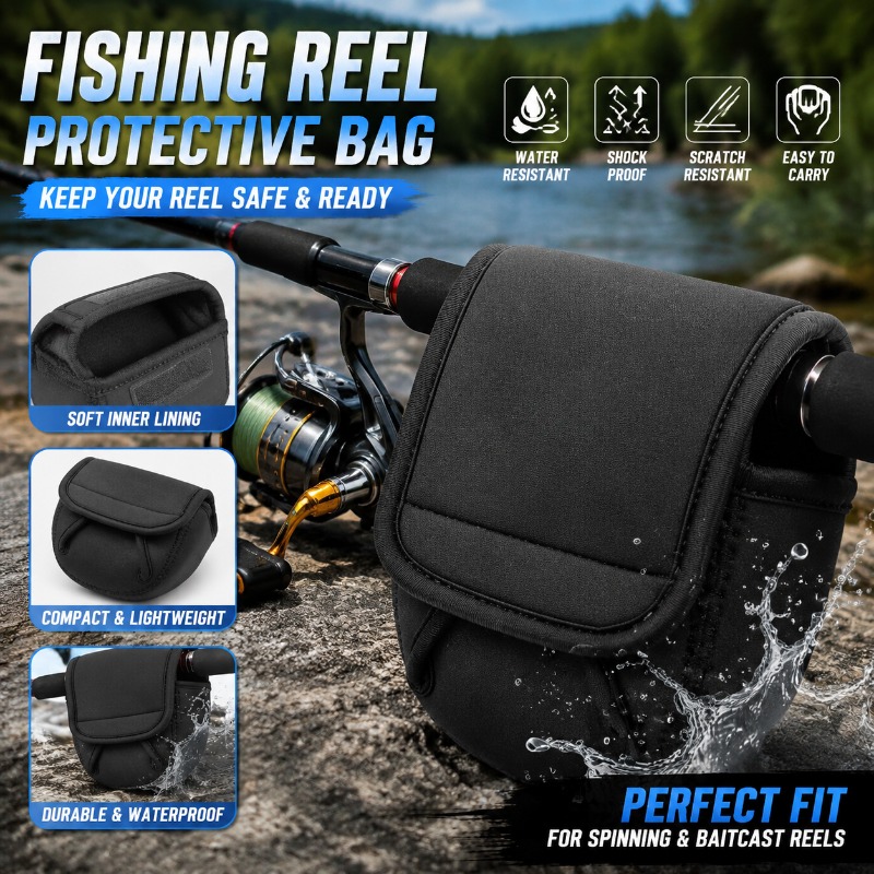 Fishing Equipment Bag - กระเป๋าป้องกันรอกตกปลา กระเป๋าใส่รอกสปินนิ่ง สำหรับรอกขนาด 500-8000 อุปกรณ์จัดเก็บอุปกรณ์ตกปลาสำหรับกิจกรรมกลางแจ้ง