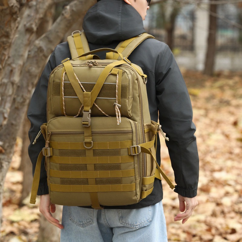 Fishing Equipment Bag - กระเป๋ากันน้ำสำหรับผู้ชายอเนกประสงค์ความจุขนาดใหญ่，กระเป๋าเป้สะพายหลังสำหรับการโจมตีทางยุทธวิธีของทหาร, การตั้งแคมป์, การล่าสัตว์, อุปกรณ์ยุทธวิธี